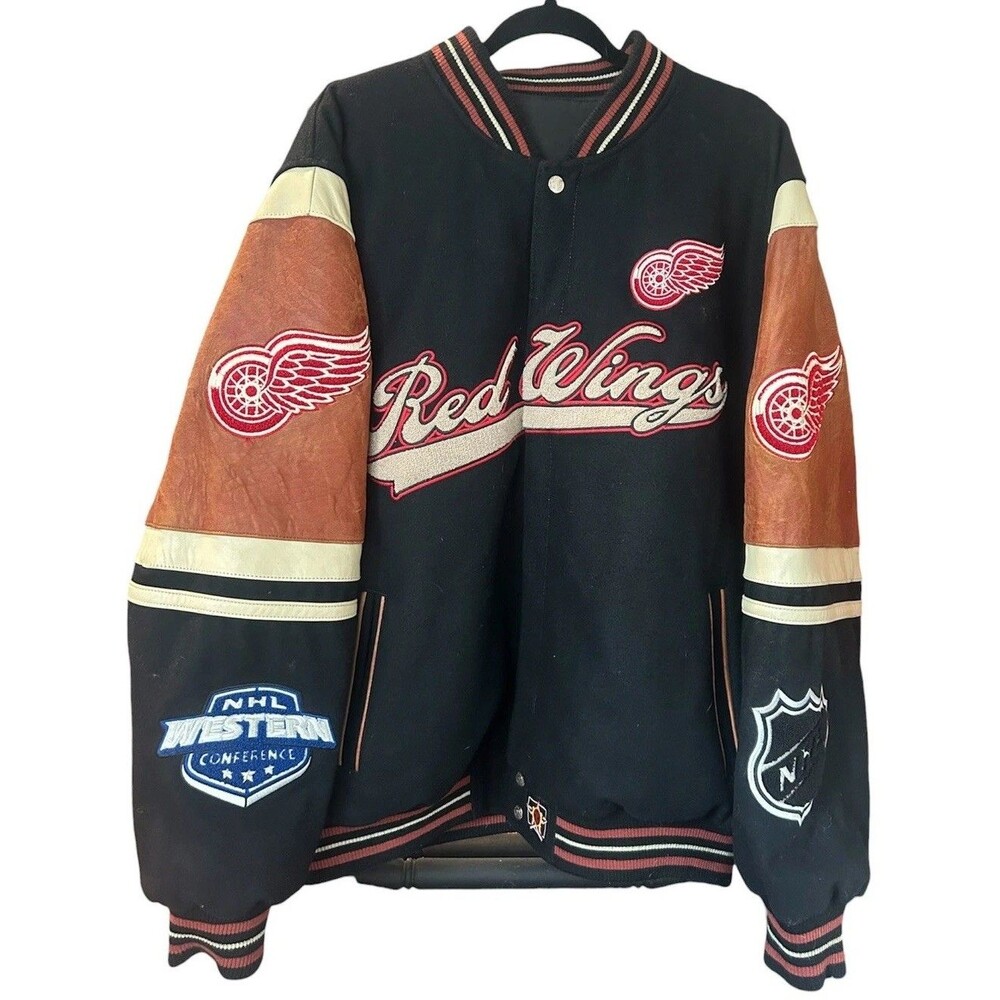 Vtg 90s Detroit Red Wings NHL Jeff Hamilton Jacket Size X-Large USA Made Rare